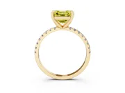 Asscher Cut Petite Pavé Solitaire Engagement Ring Setting for a Fancy Yellow Lab-Grown Diamond | Slim Band | Yellow Gold