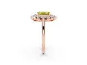 Emerald Cut Floral Double Halo Engagement Ring Setting for a Fancy Yellow Lab-Grown Diamond | Plain Band | Rose Gold