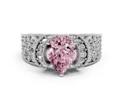 Pear-Shaped Vintage Pave Engagement Ring Setting for a Fancy Pink Lab-Grown Diamond | Milgrain Edges | White Gold