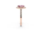 Oval Halo Engagement Ring Setting for a Fancy Pink Lab-Grown Diamond | Pave Shoulders | Rose Gold