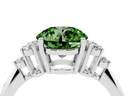 Round Cluster Accent Engagement Ring Setting for a Fancy Green Lab-Grown Diamond | Platinum
