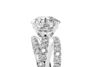 Round Cut Diamond Solitaire Twist Band Ring Set in Silver with Pavé Setting and Prong Head