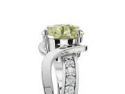 Round Bypass Solitaire Engagement Ring Setting for a Fancy Yellow Lab-Grown Diamond | Pavé and Plain Strands | Platinum