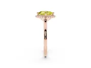 Princess Cut Halo Engagement Ring Setting for a Fancy Yellow Lab-Grown Diamond | Plain Polished Band | Rose Gold