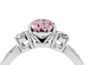 Fancy Pink Three-Stone Pear Cut Diamond Twist Band Ring Set in White gold with Pavé Accents and Prong Setting