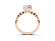 Heart-Shaped Beaded Solitaire Engagement Ring Setting | Bezel Accents | Rose Gold