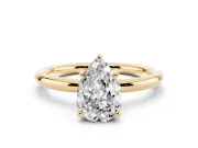 Pear-Shaped Hidden Halo Engagement Ring Setting | Thin Plain Band | Yellow Gold