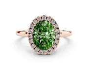 Oval Halo Engagement Ring Setting for a Fancy Green Lab-Grown Diamond | Flat Tapered Band | Rose Gold