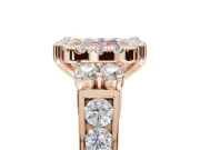 Cushion Cut Halo Engagement Ring Setting for a Fancy Pink Lab-Grown Diamond | Graduated Channel Band | Rose Gold