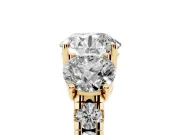 Round Three Stone Engagement Ring Setting | Accented Shoulders | Yellow Gold