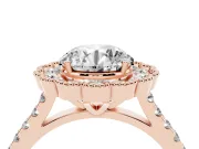 Round Vintage Milgrain Floral Halo Engagement Ring Setting | Pavé Band | Rose Gold
