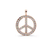 Round Lab-Grown Diamond Pavé Peace Sign Pendant Necklace | Shared Prongs | Rose Gold