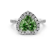 Heart-Shaped Raised Halo Engagement Ring Setting for a Fancy Green Lab-Grown Diamond | White Gold