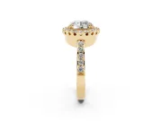 Round Vintage Milgrain Halo Engagement Ring Setting | Pierced Gallery | Yellow Gold