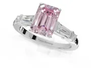 Emerald Cut Tapered Baguette Engagement Ring Setting for a Fancy Pink Lab-Grown Diamond | Sterling Silver