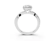Princess Cut Crossover Pave Solitaire Engagement Ring Setting | Twisted Shoulders | White Gold