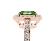 Emerald Cut Framed Halo Engagement Ring Setting for a Fancy Green Lab-Grown Diamond | Rose Gold
