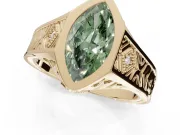 Marquise Vintage Bezel Engagement Ring Setting for a Fancy Green Lab-Grown Diamond | Engraved Band | Yellow Gold