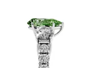 Pear-Shaped Engagement Ring Setting for a Fancy Green Lab-Grown Diamond | Three Stone | Sterling Silver