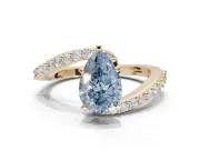 Pear-Shaped Bypass Pavé Engagement Ring Setting for a Fancy Blue Lab-Grown Diamond | Yellow Gold