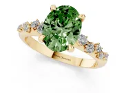 Oval Graduated Accent Engagement Ring Setting for a Fancy Green Lab-Grown Diamond | Yellow Gold