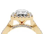 Emerald Cut Halo Engagement Ring Setting | Pavé Twist Band | Yellow Gold