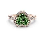 Heart-Shaped Halo Pavé Engagement Ring Setting for a Fancy Green Lab-Grown Diamond | Rose Gold