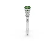Cushion Cut Five Stone Engagement Ring Setting for a Fancy Green Lab-Grown Diamond | Plain Band | Sterling Silver