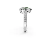 Pear-Shaped Milgrain Halo Engagement Ring Setting for a Fancy Green Lab-Grown Diamond | Wide Pavé Band | White Gold