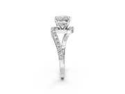 Cushion Cut Bypass Pavé Solitaire Engagement Ring Setting | Swirl Band | Platinum