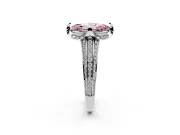 Fancy Pink Marquise Cut Diamond Pavé Split Shank Solitaire Ring Set in Platinum with Prong Setting