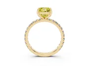 Fancy Yellow Princess Cut Diamond Pavé Solitaire Ring Set in Yellow gold with Round Band and Prong Setting