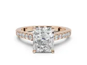 Radiant Cut Pavé Solitaire Engagement Ring Setting | Crossover Gallery | Rose Gold
