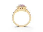 Oval Vintage Milgrain Halo Engagement Ring Setting for a Fancy Pink Lab-Grown Diamond | Pierced Gallery | Yellow Gold