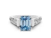 Emerald Cut Engagement Ring Setting for a Fancy Blue Lab-Grown Diamond | Sterling Silver - Design NV-24564