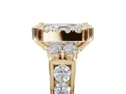 Asscher Cut Halo Side Cluster Engagement Ring Setting | Graduated Channel Band | Yellow Gold