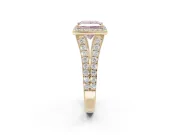 Princess Cut Halo Pavé Engagement Ring Setting for a Fancy Pink Lab-Grown Diamond | Narrow Split Shank | Yellow Gold