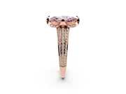 Fancy Pink Marquise Cut Diamond Pavé Split Shank Solitaire Ring Set in Rose gold with Prong Setting