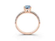 Pear-Shaped Three Row Pave Engagement Ring Setting for a Fancy Blue Lab-Grown Diamond | Rose Gold