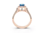 Radiant Cut Halo Engagement Ring Setting for a Fancy Blue Lab-Grown Diamond | Pavé Panel Shoulders | Rose Gold