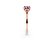 Fancy Pink Cushion Cut Diamond Solitaire Engagement Ring Set in Rose gold with Prong Setting and Polished Band