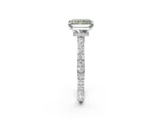 Radiant Cut Hidden Halo Engagement Ring Setting for a Fancy Green Lab-Grown Diamond | Pavé Band | White Gold