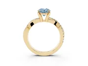 Oval Twist Engagement Ring Setting for a Fancy Blue Lab-Grown Diamond | Crossover Band | Yellow Gold