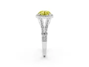 Round Halo Engagement Ring Setting for a Fancy Yellow Lab-Grown Diamond | Pave Split Shank | Platinum