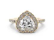 Heart-Shaped Pave Halo Engagement Ring Setting | Pave Band | Yellow Gold