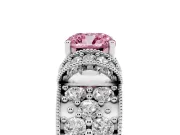 Cushion Cut Vintage Pave Engagement Ring Setting for a Fancy Pink Lab-Grown Diamond | Milgrain Edges | Platinum