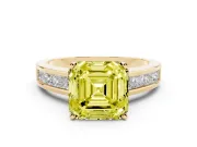 Asscher Cut Channel Engagement Ring Setting for a Fancy Yellow Lab-Grown Diamond | Yellow Gold