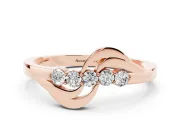 Round Lab-Grown Diamond Crossover Wedding Band | S-Curve Sweeps | Rose Gold