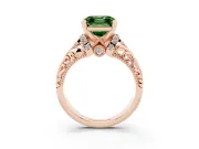 Asscher Cut Filigree Engagement Ring Setting for a Fancy Green Lab-Grown Diamond | Rose Gold
