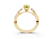 Fancy Yellow Emerald Cut Diamond Floral Vine Solitaire Engagement Ring Set in Yellow gold with Marquise Leaves